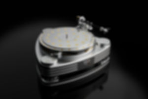 High-end Acoustic Signature Ascona NEO turntable with tonearm and gold accented platter.