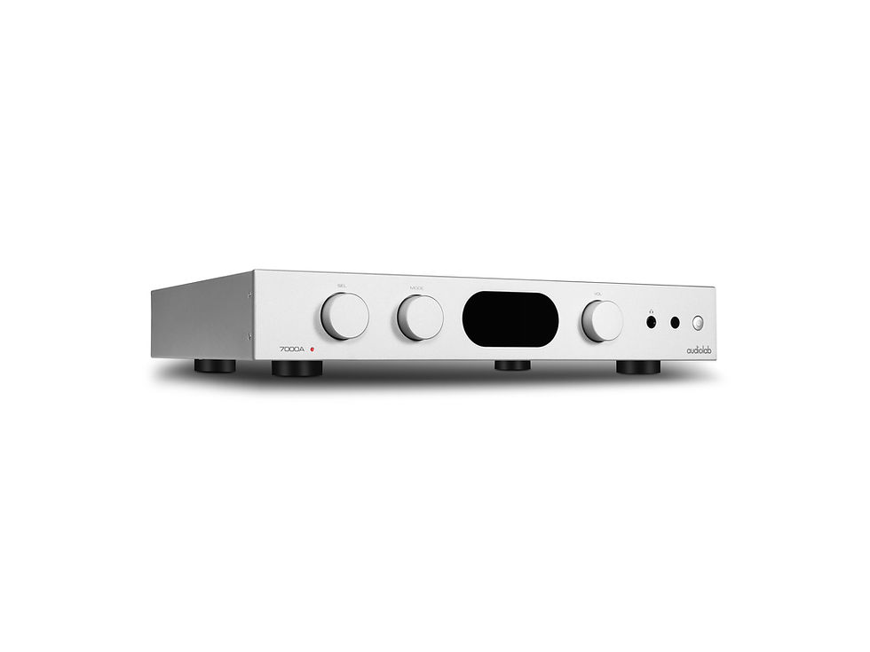Thumbnail: Front angled view of the Audiolab 7000A integrated amplifier in silver.
