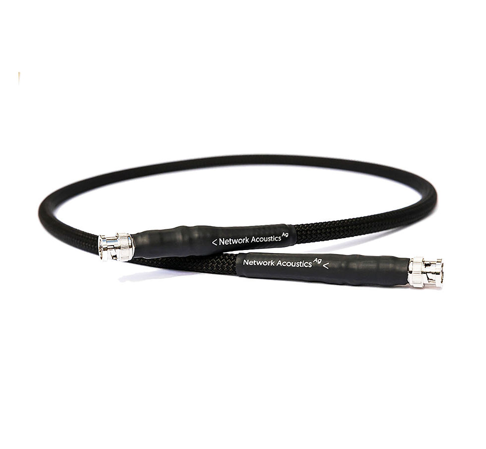 Network Acoustics eno Digital Cable with BNC connectors, featuring high-quality shielding and build for superior audio.