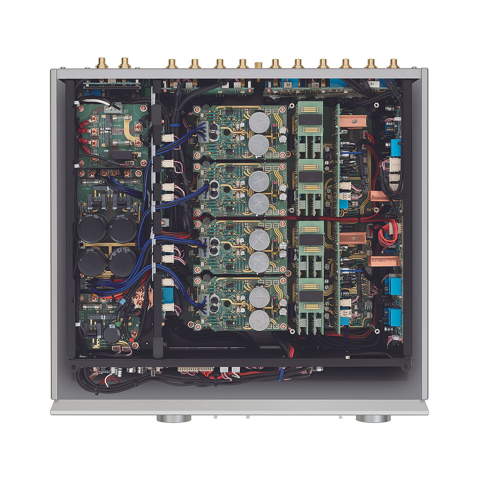 Thumbnail: Internal view of Luxman C-10X Preamplifier showing the intricate circuitry and components.