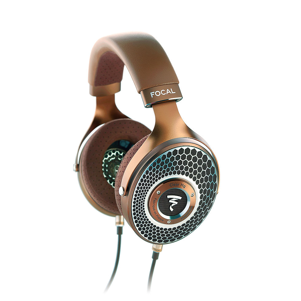 Thumbnail: Focal Clear Mg headphones with microfibre ear-pads and chestnut leather headband.