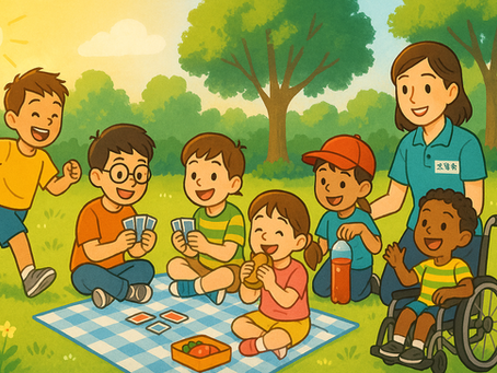 夏休みの公園で遊ぶ子ども達