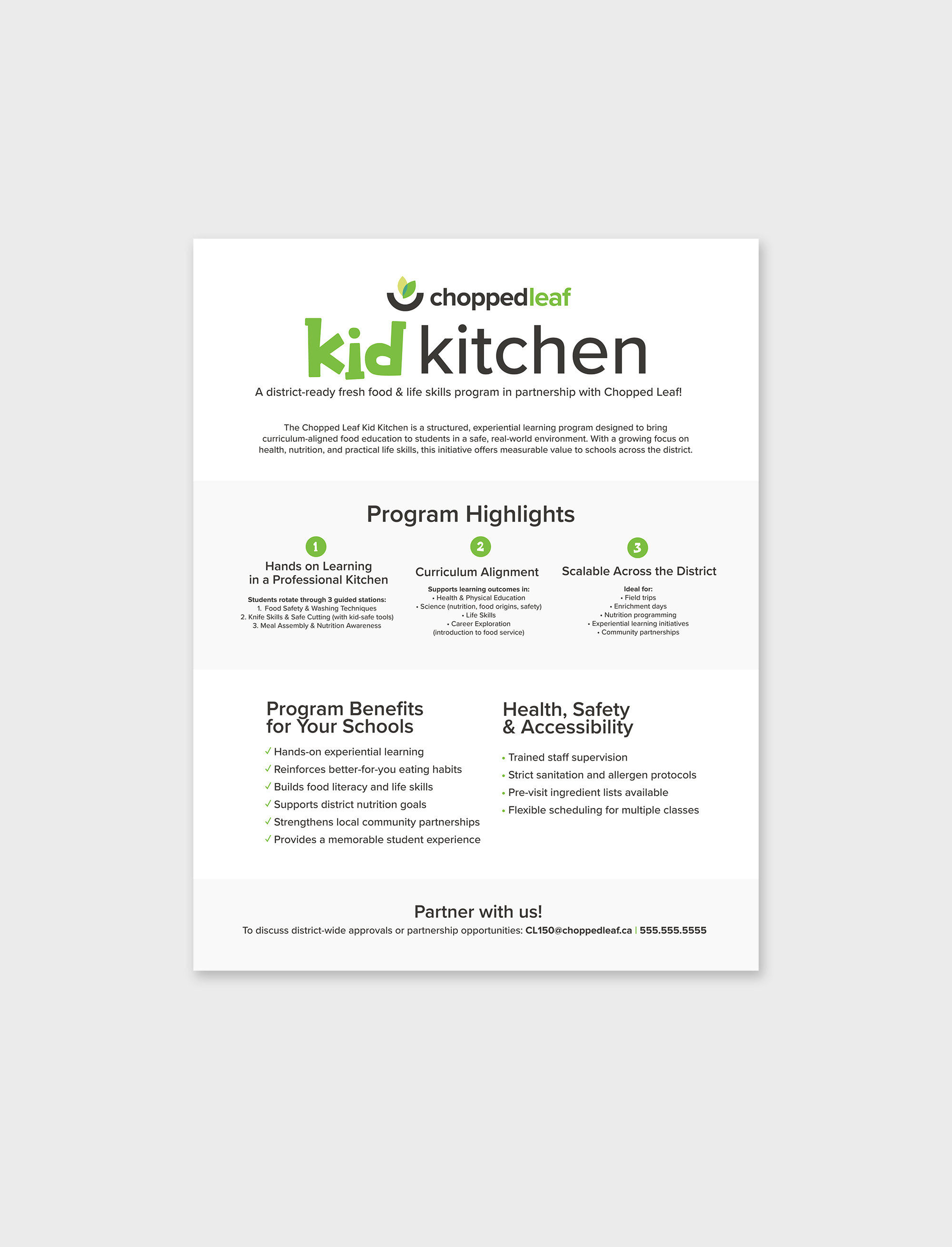 Kid Kitchen Sell Sheet - For School Boards