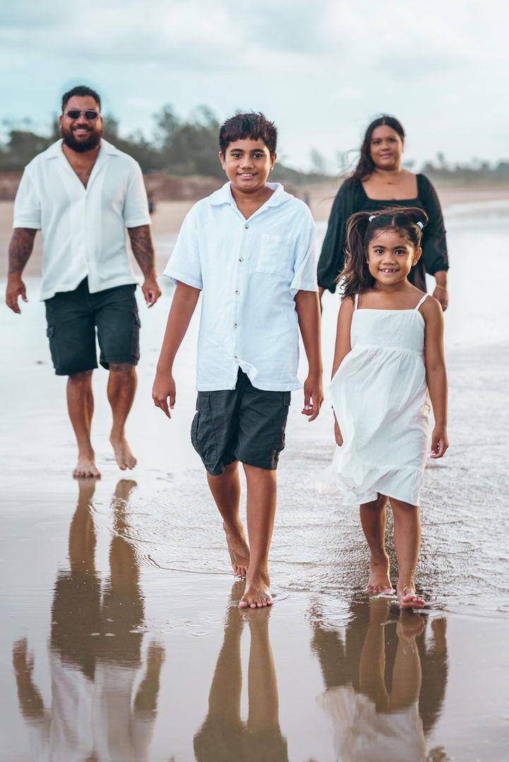 Natural outdoor family photoshoot session in the glow of a Darwin sunset.
