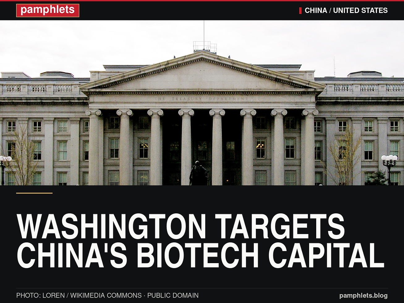 Pamphlets news card: Washington targets China's biotech capital