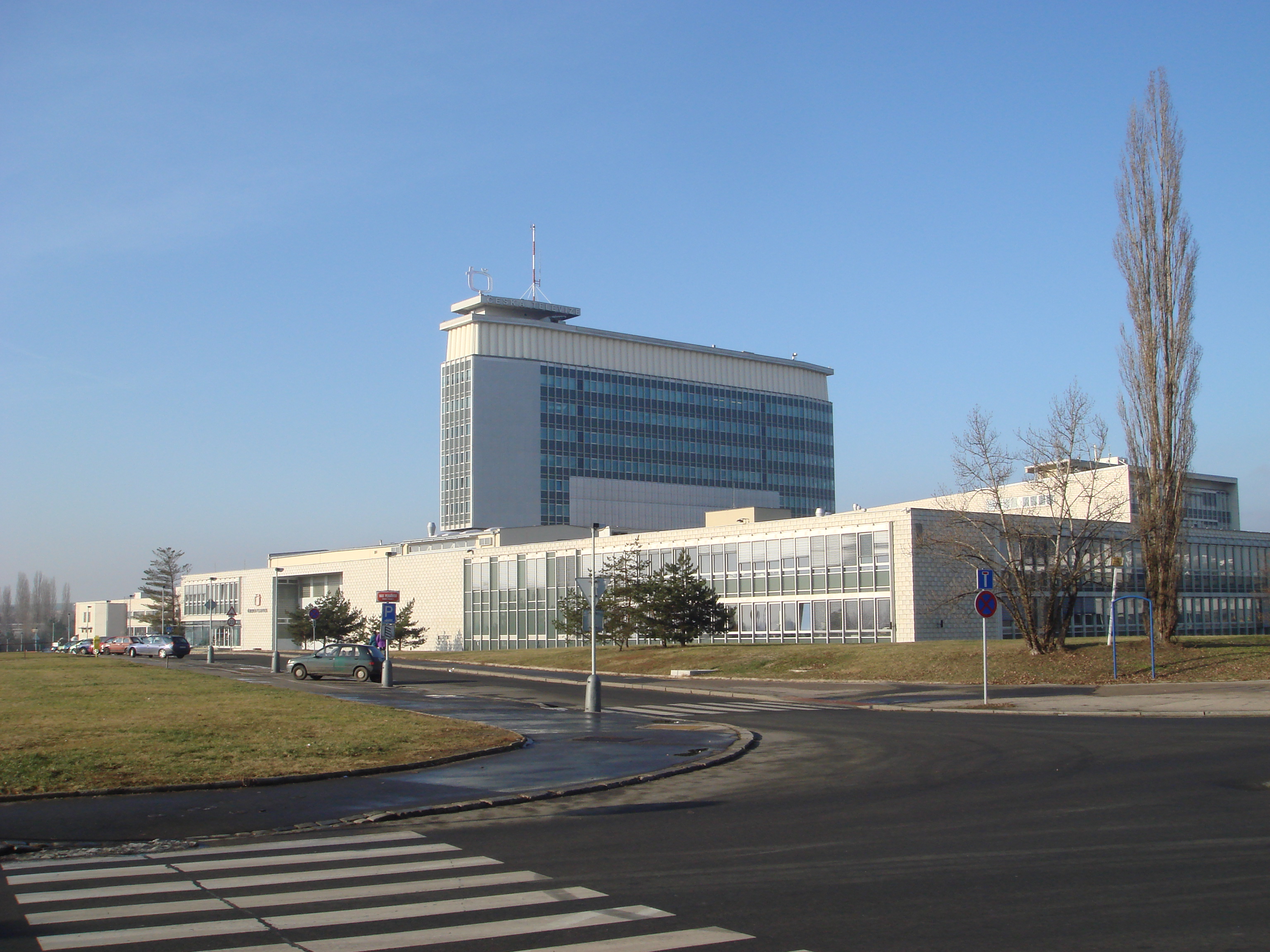Archive photograph of Czech Television headquarters at Kavčí hory in Prague