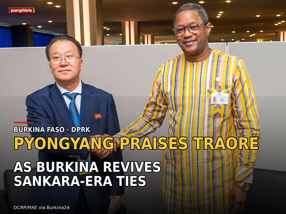 Pamphlets V7 card showing Burkina Faso foreign minister Karamoko Jean Marie Traoré meeting North Korean vice foreign minister Kim Son Gyong in New York in September 2026.