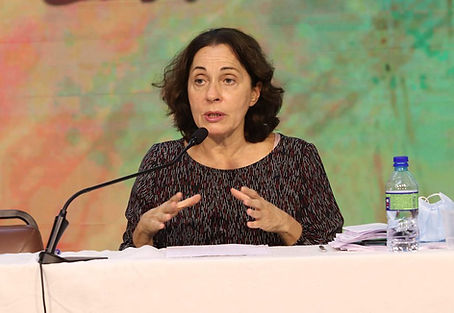 Nádia Campeão, PCdoB leader, speaking at a party event, 2026. Source: PCdoB via Hora do Povo.