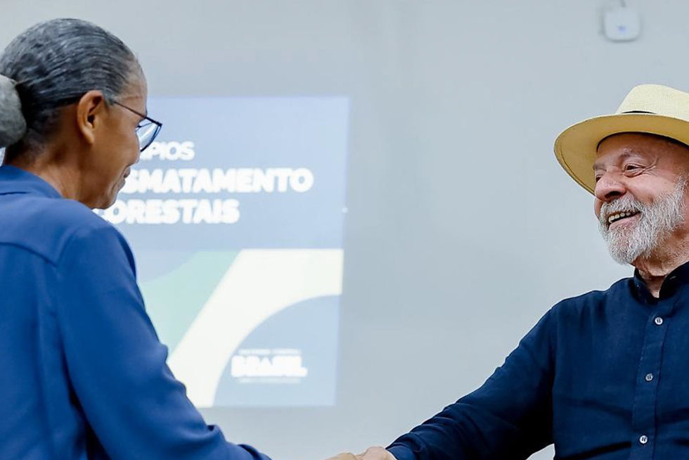 Brazilian President Luiz Inácio Lula da Silva and Environment Minister Marina Silva at an Amazon protection event.