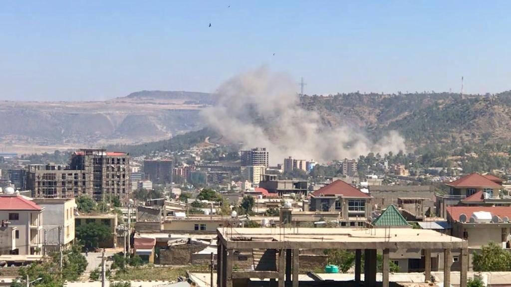 Mekele, Tigray, in an archival 2020 photograph after an airstrike; not a current