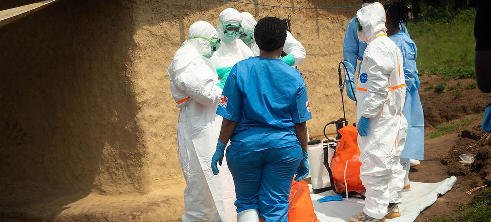Health workers in protective equipment during the 2026 Ebola outbreak in the Democratic Republic of the Congo.
