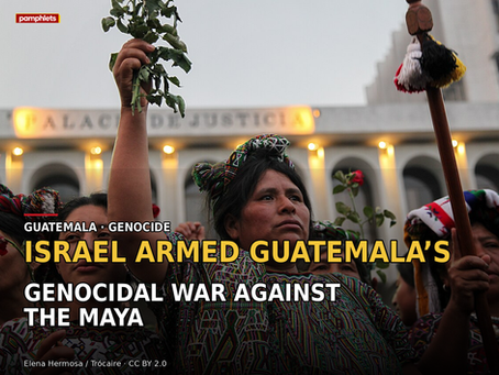 Ixil Maya women in Guatemala after the genocide conviction of Efraín Ríos Montt, used in the Pamphlets V7 card on Israeli military support to Guatemala.