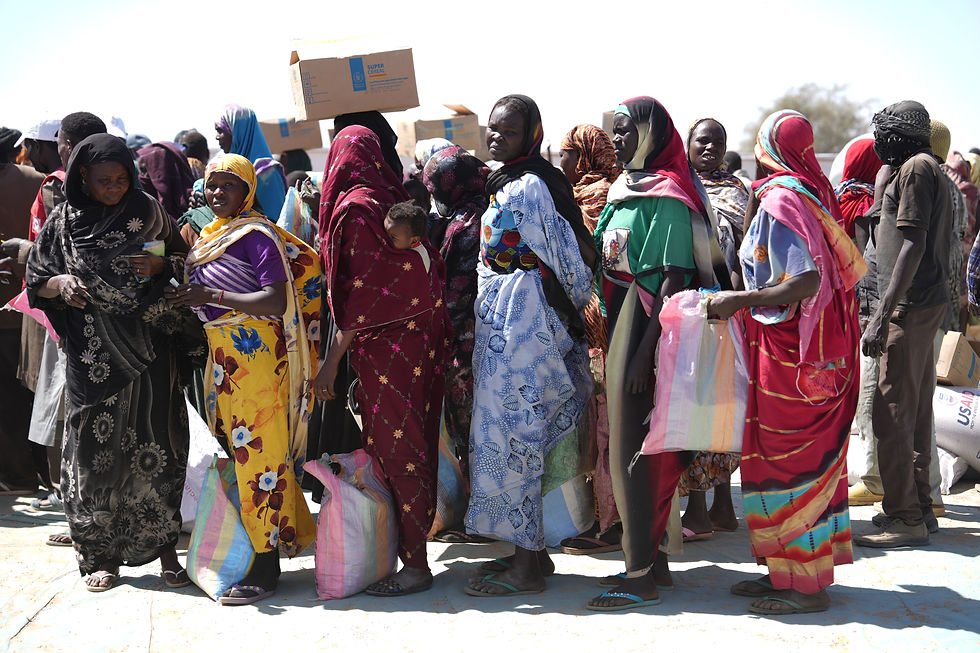 Sudanese refugees register for food aid in Adre, Chad, in January 2025