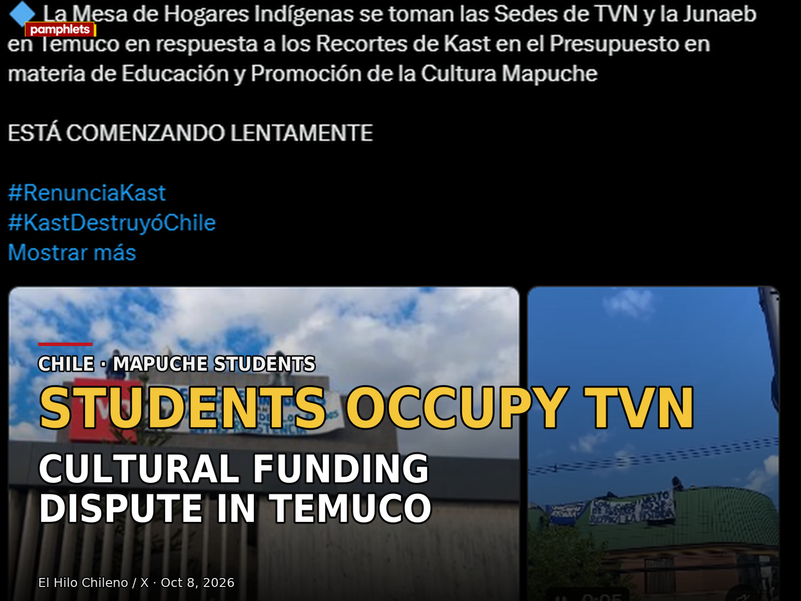 Mapuche Students Occupy TVN and Junaeb Offices in Chile Over Cultural Funding