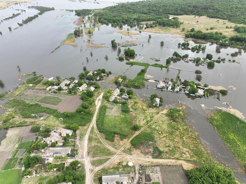 Aerial view of flooding in Kherson region after the destruction of the Kakhovka dam in June 2023