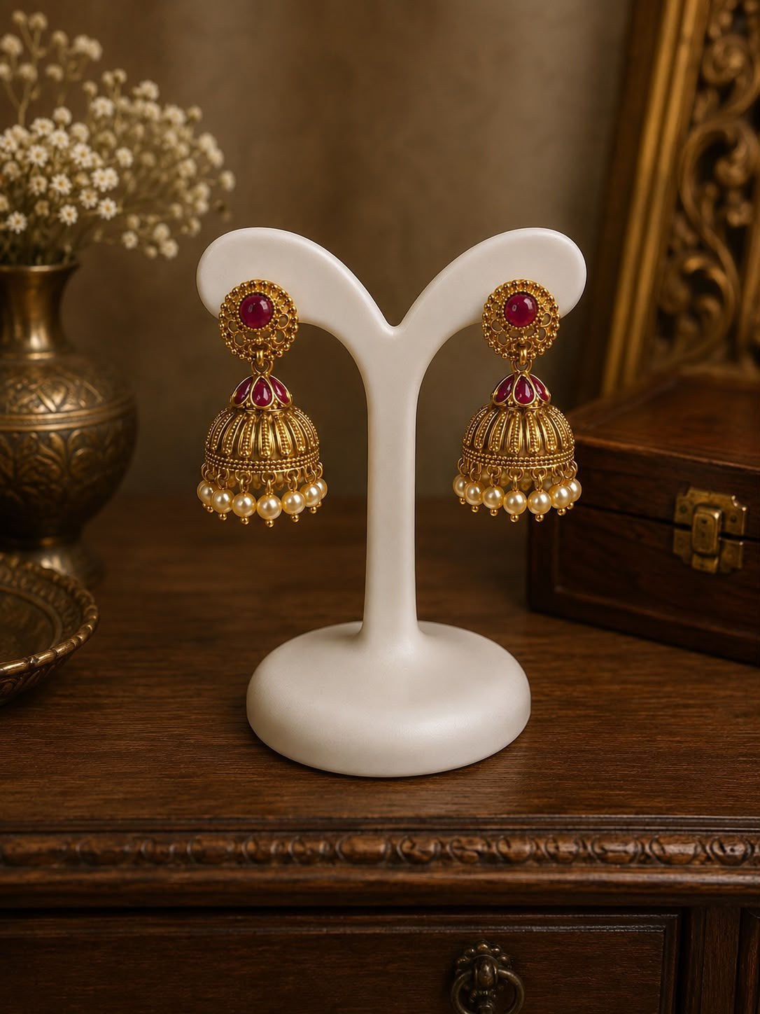 Ruby Pearl Jhumkha