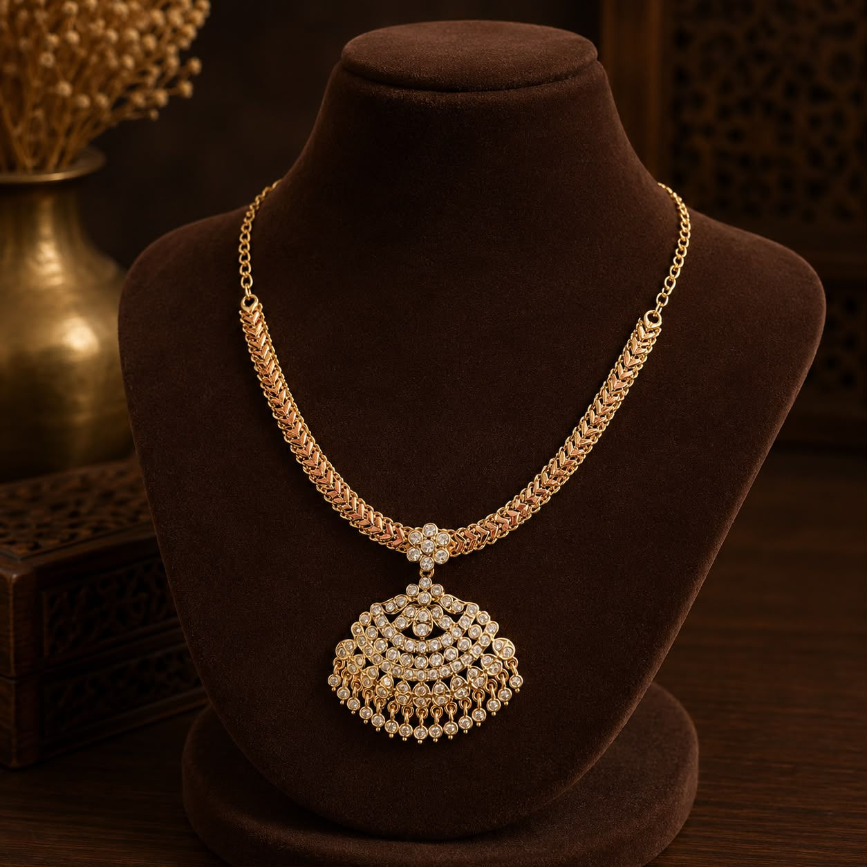 Royal White Stone Gold-Plated Necklace