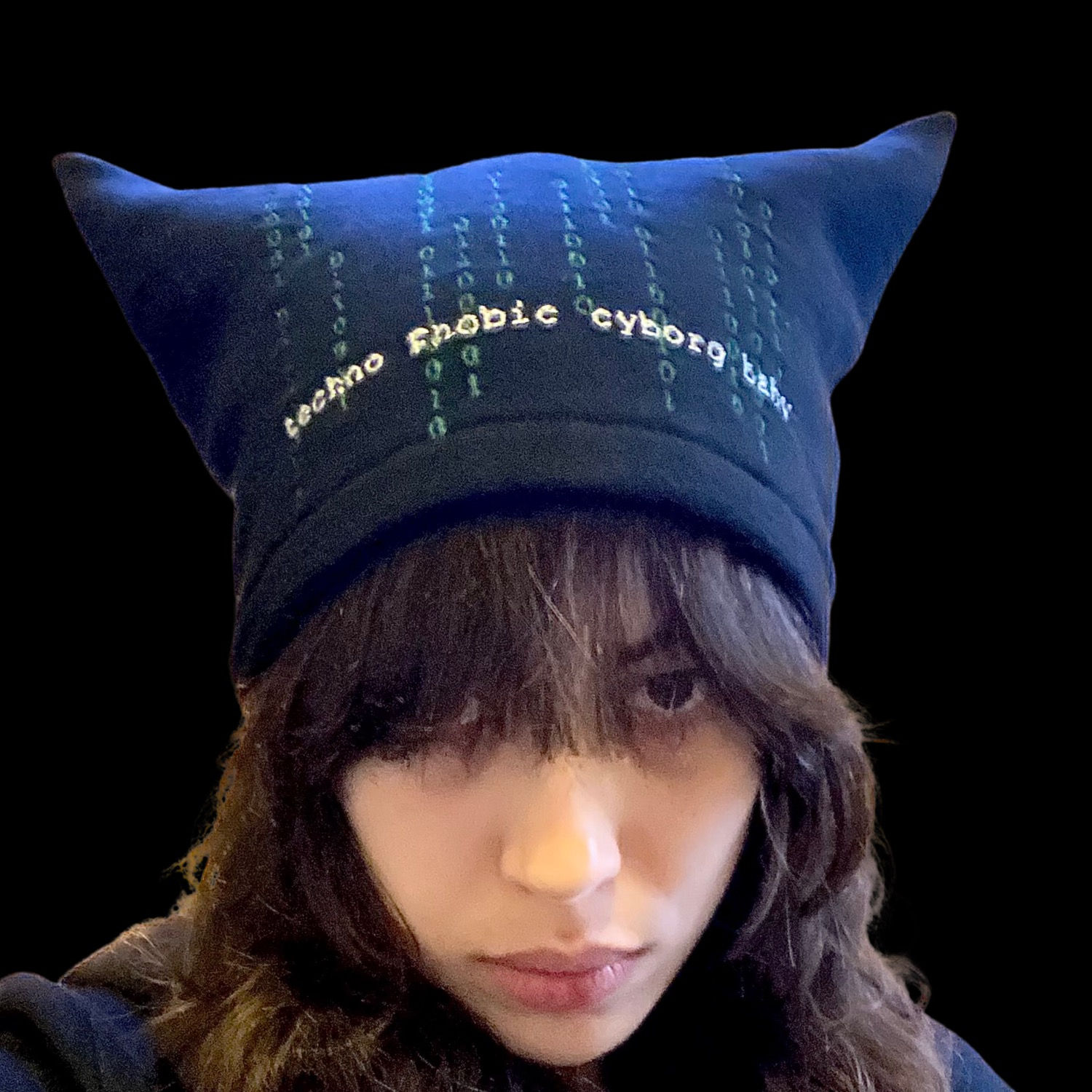 Techno Phobic Cyborg Baby cat beanie .2