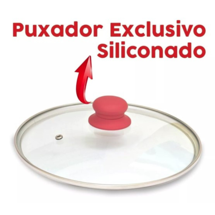 Miniatura: Panela Frigideira Grande 24cm Antiaderente Com Tampa Vidro