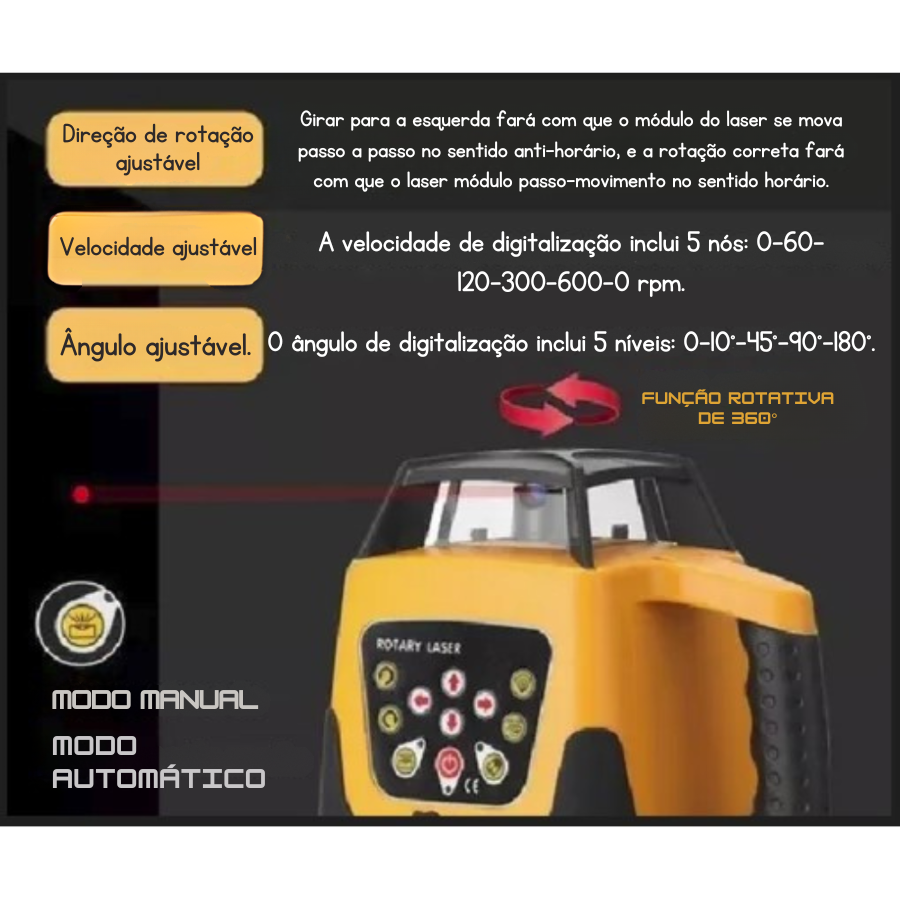 Miniatura: Nível Laser Rotativo Longa Distância 500m Receptor Tripé