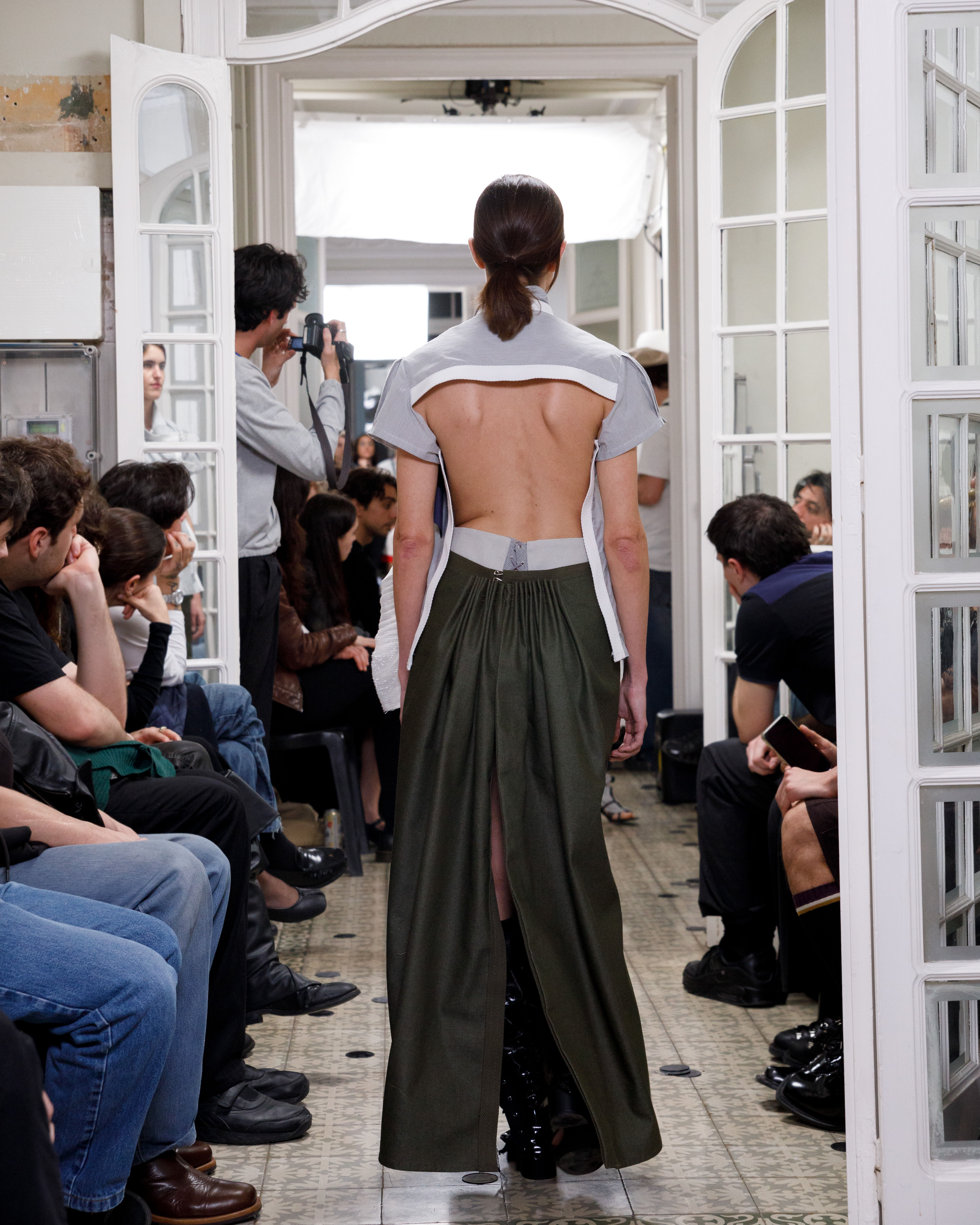 Denim Cartridge Pleated Skirt