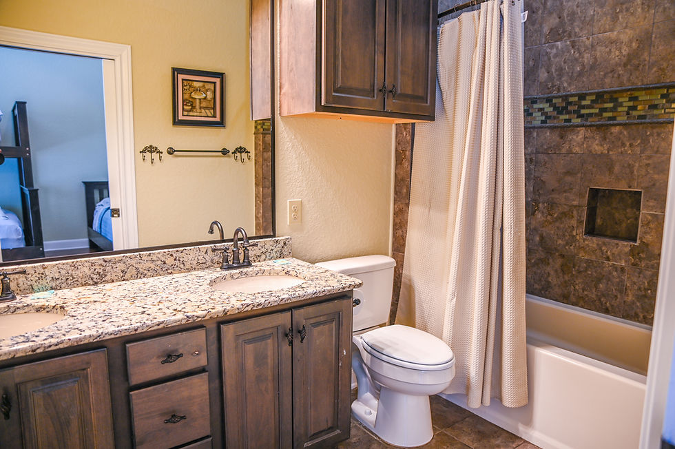 Modern bathroom in a Concan vacation home.