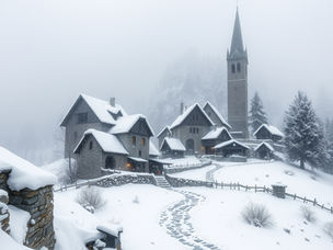 Winter medieval village