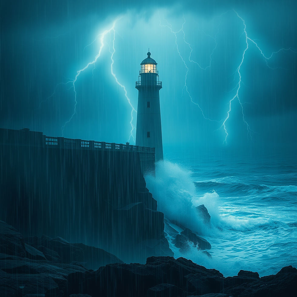 A lighthouse in a storm
