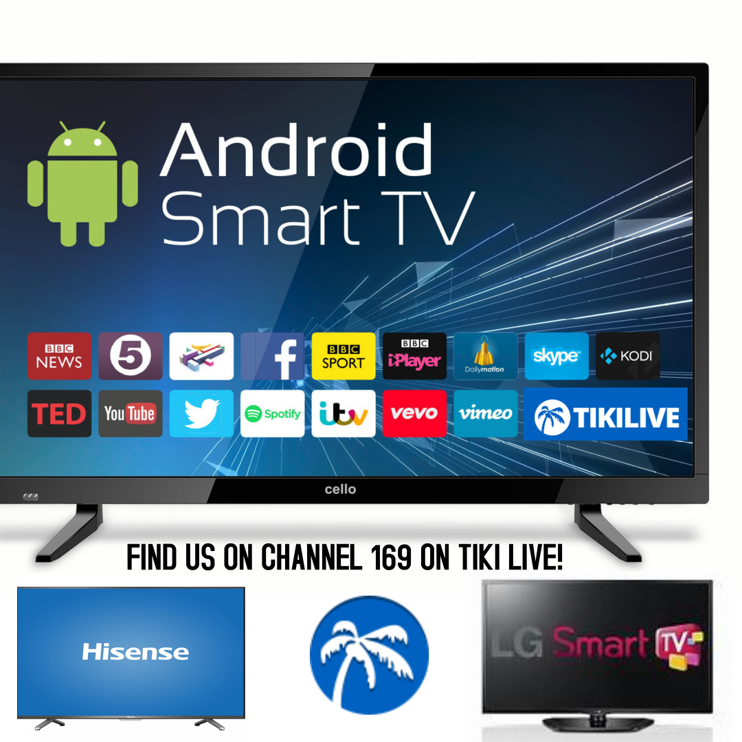 Find us on all devices and TV's on Tiki Live Channel 169