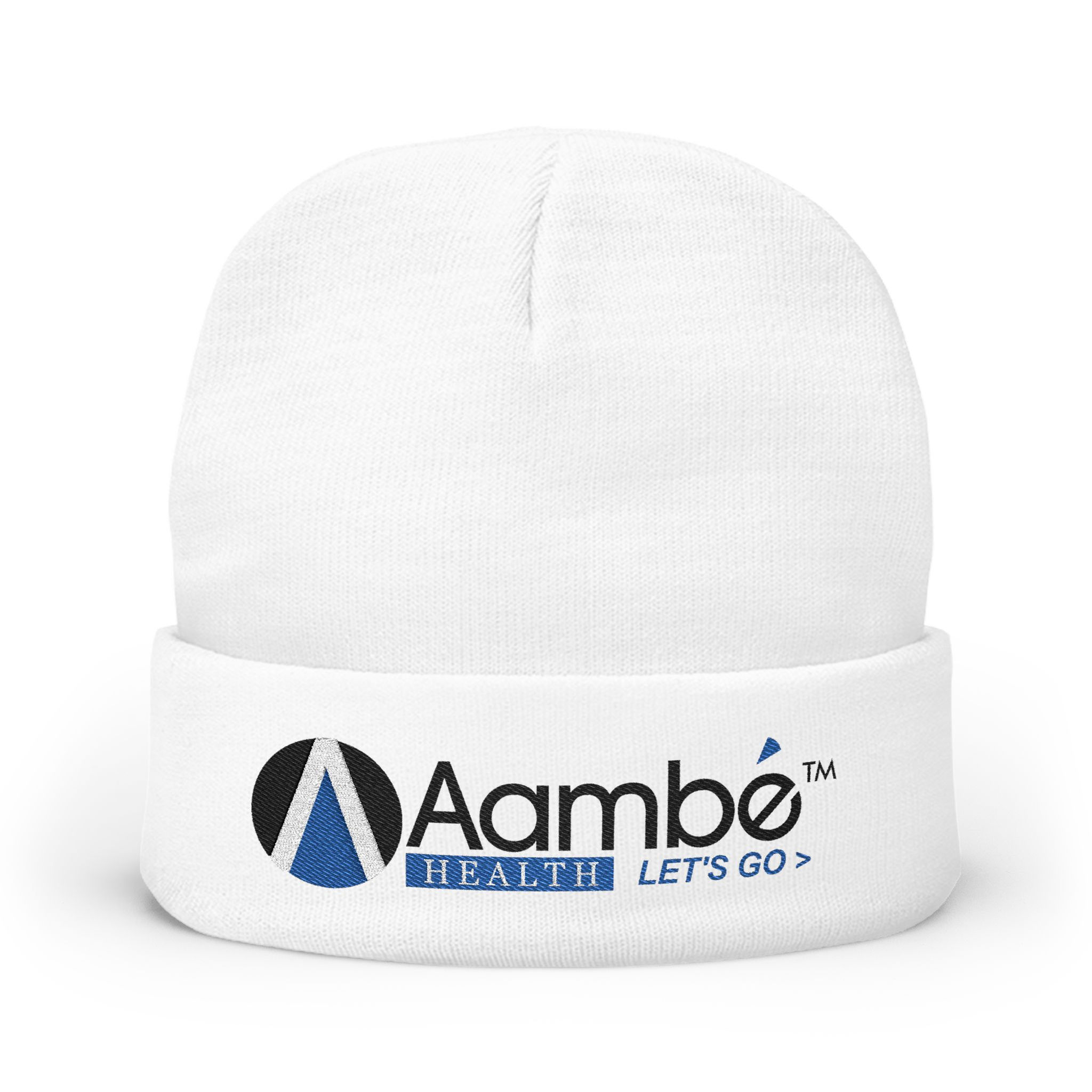 Cozy Embroidered Knit Beanie with Embroidered Aambé™ Health Logo