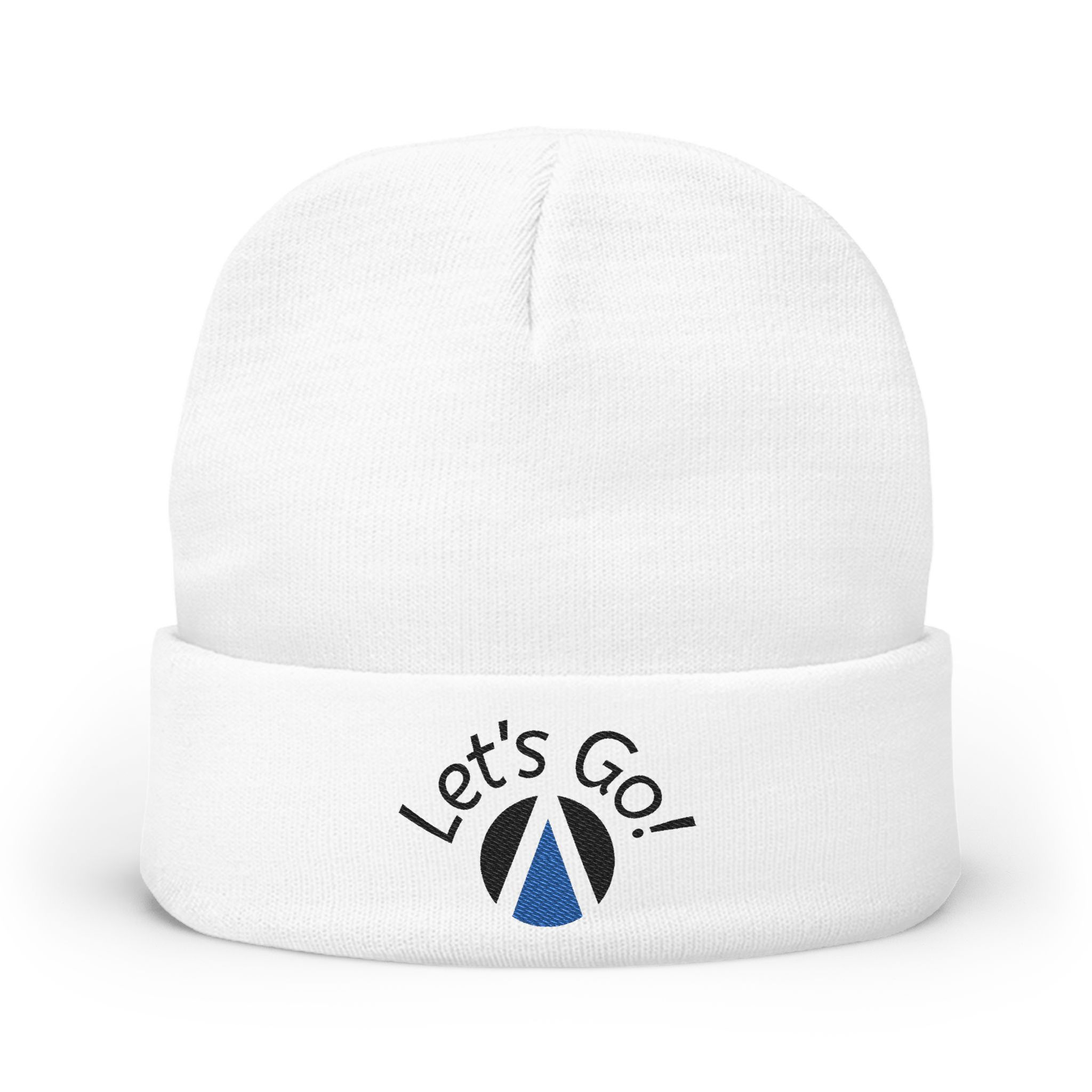 Cozy Knit Beanie with Embroidered Aambé™ Circle Logo + “Let’s Go!”