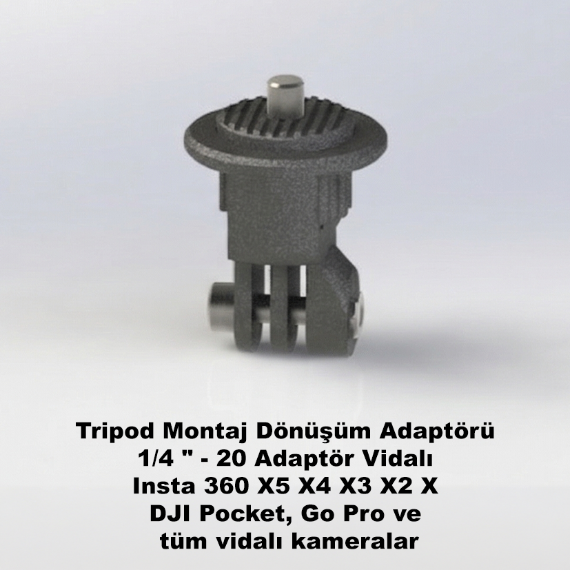 Küçük resim: Tripod Montaj Dönüşüm Kamera Adaptörü 1/4"- 20 Insta 360, GoPro,DJI, Canon v.b