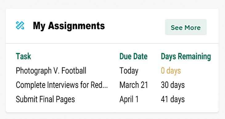 The project management tool for Signature Yearbook schools, staff, and advisers is illustrated in the image.