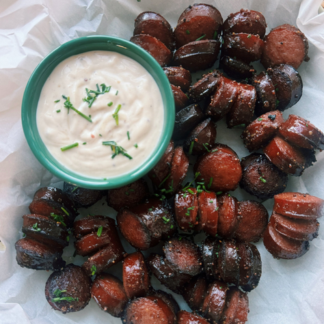 Air Fryer Mustard and Maple Kielbasa Bites