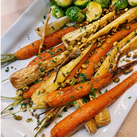 Roasted Root Vegetables with Toasted Pistachios