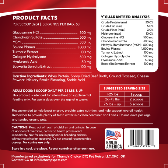 TRU-FLEX™ Powder ingredients by Champ's Choice Pets