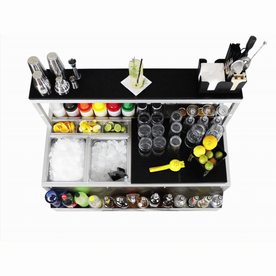 Cocktail station facile da montare e smontare, comoda e pratica da usare