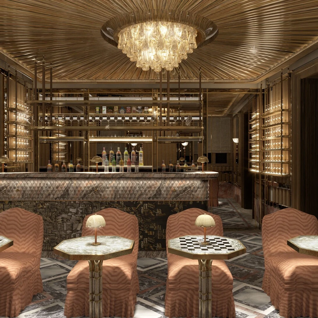 Image of dining venue Wagon Bar, image courtesy of Orient Express Venezia, Giulio Ghirardi