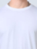 Thumbnail: Close-up of person wearing a plain white supima t-shirt