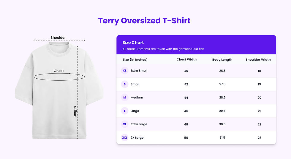Thumbnail: Terry Oversized t-shirts size chart