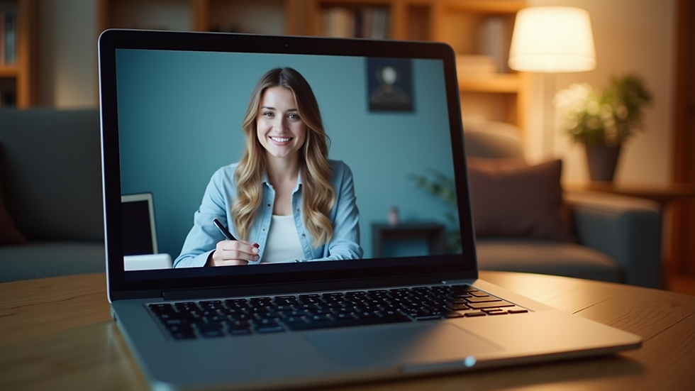 Eye-level view of a laptop showing a video call for notarization