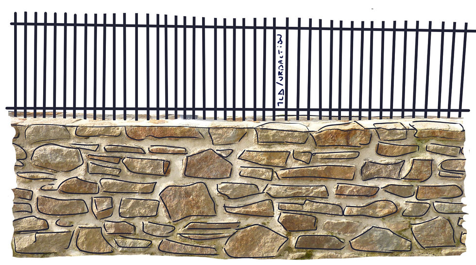 Mur bahut en pierre barreaudage régulier
