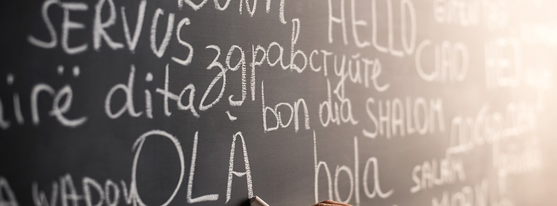 Chalkboard with Different Languages