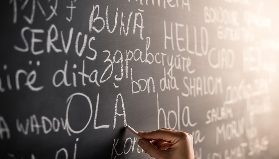 Chalkboard with Different Languages