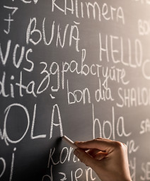 Chalkboard with Different Languages