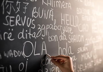 Chalkboard with Different Languages