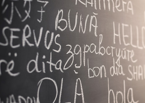 Chalkboard with Different Languages