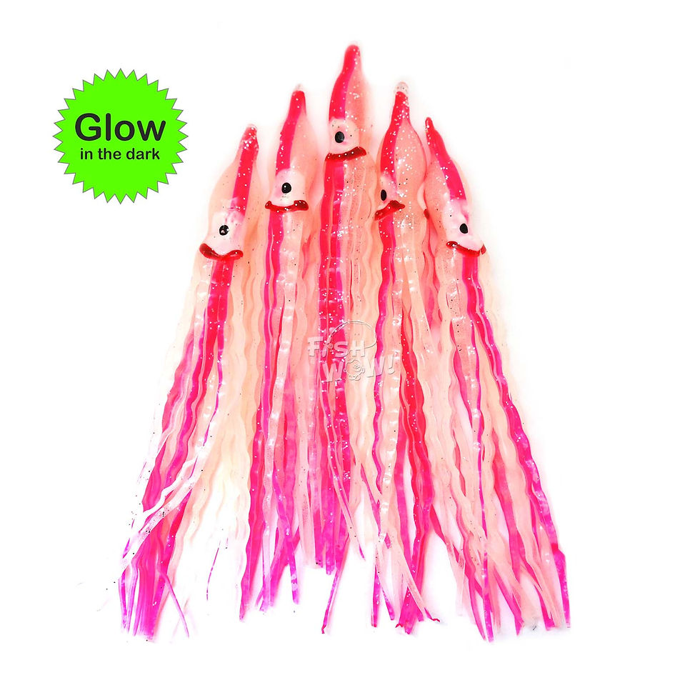 Thumbnail: 5" Glow Squid Skirt Crinkle Hoochies - 5 pieces