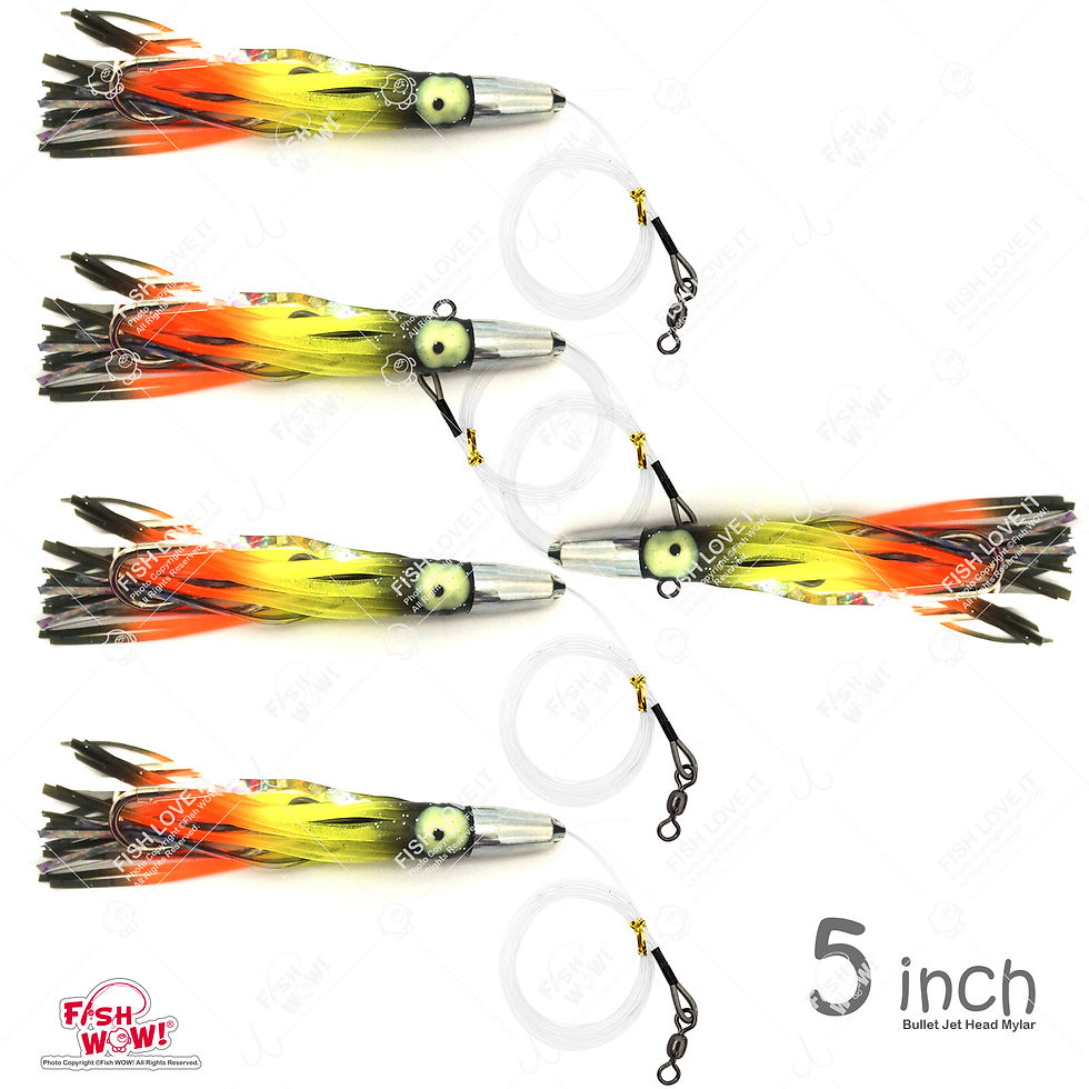 Thumbnail: 5" Bullet Super Hex Jet Head Mylar Squid Rig - 5pcs