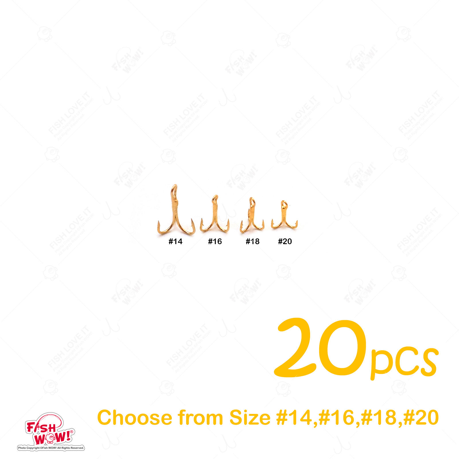 3x Treble Hook Gold - 20 pieces
